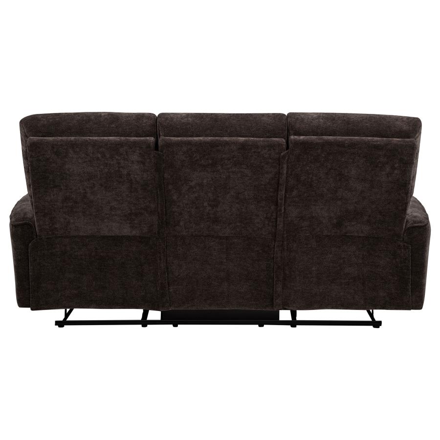 Navarro Chenille Upholstered Reclining Sofa Dark Brown view 8