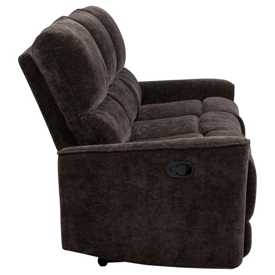 Navarro Chenille Upholstered Reclining Sofa Dark Brown view 9