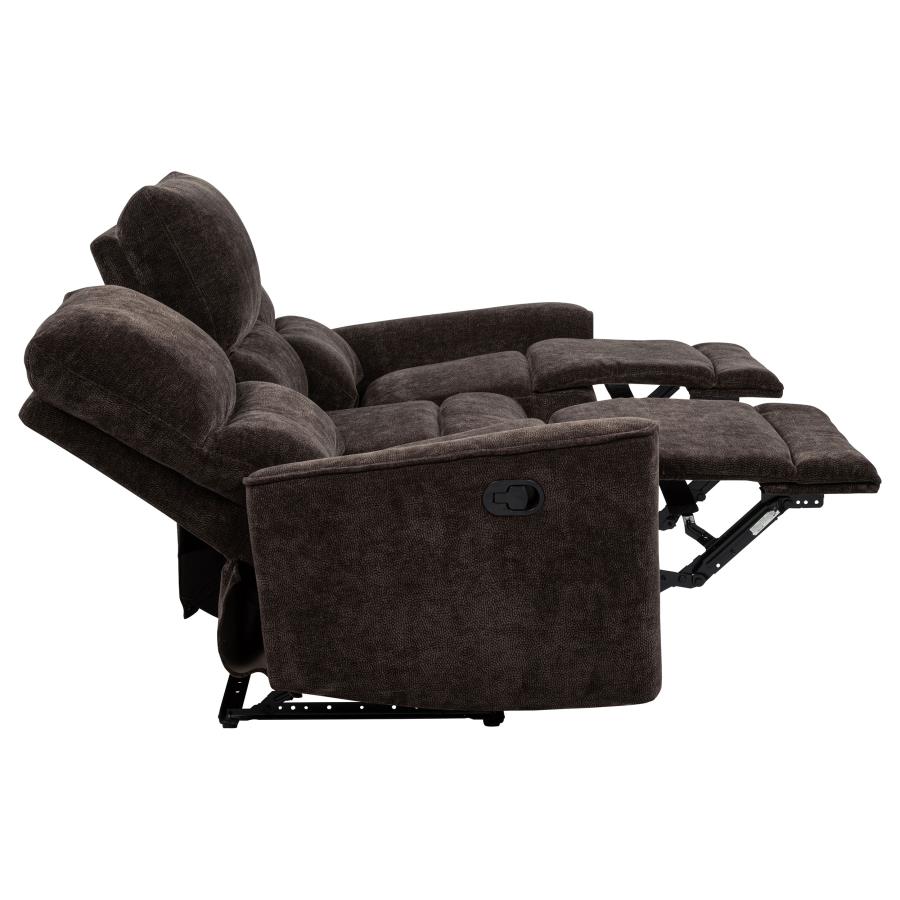 Navarro Chenille Upholstered Reclining Sofa Dark Brown view 11
