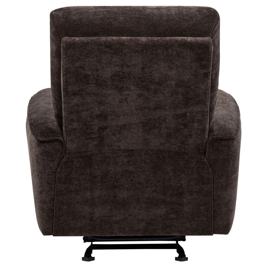Navarro Chenille Upholstered Glider Recliner Dark Brown view 8