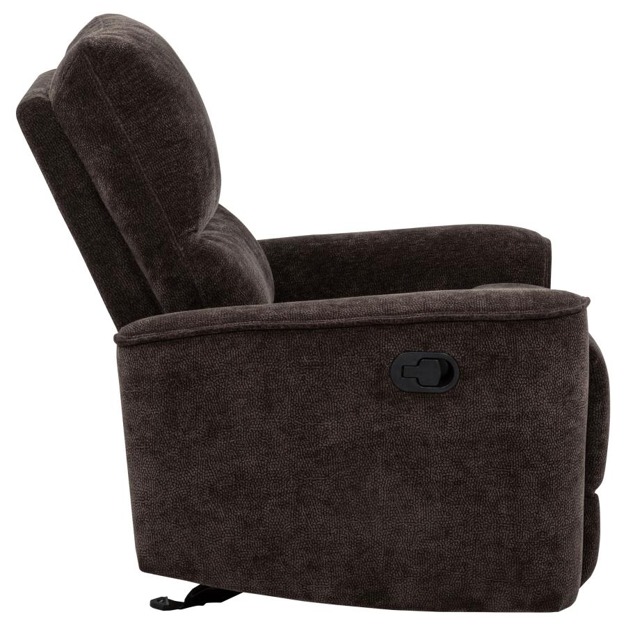 Navarro Chenille Upholstered Glider Recliner Dark Brown view 9