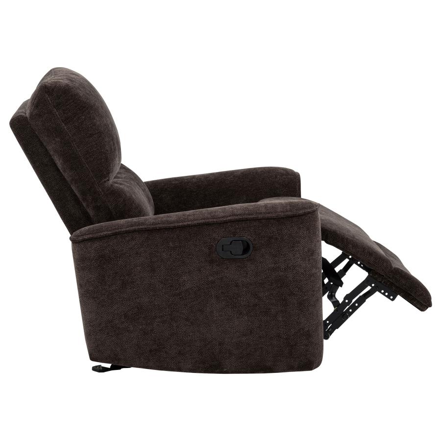 Navarro Chenille Upholstered Glider Recliner Dark Brown view 10