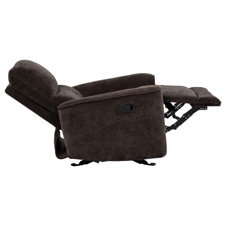 Navarro Chenille Upholstered Glider Recliner Dark Brown view 11