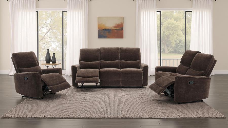 Navarro Chenille Upholstered Glider Recliner Dark Brown view 15