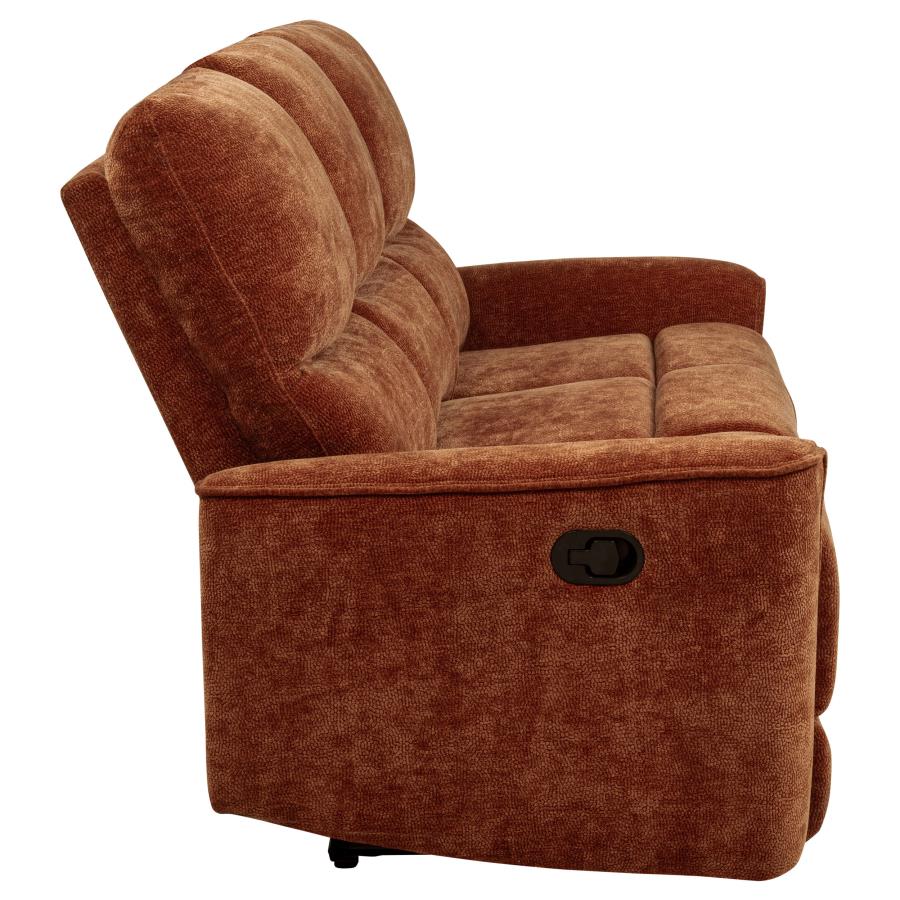 Navarro Chenille Upholstered Reclining Sofa Burnt Orange view 8