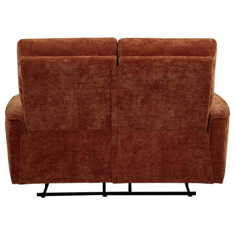 Navarro Chenille Upholstered Reclining Loveseat Burnt Orange view 8