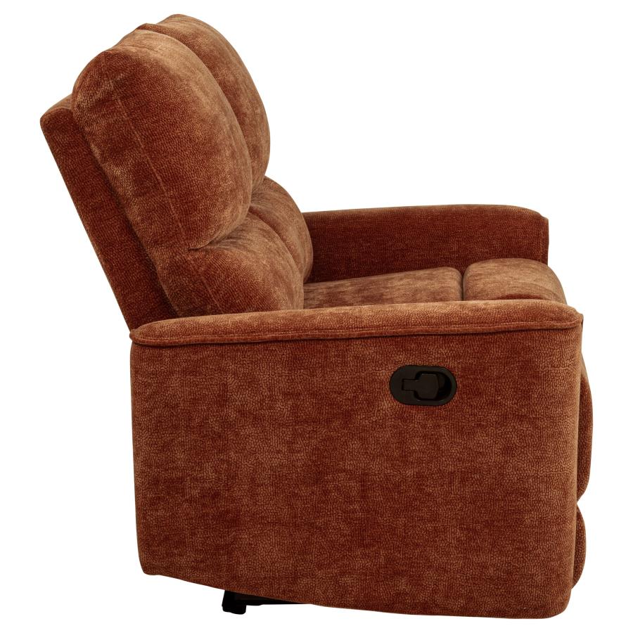 Navarro Chenille Upholstered Reclining Loveseat Burnt Orange view 9