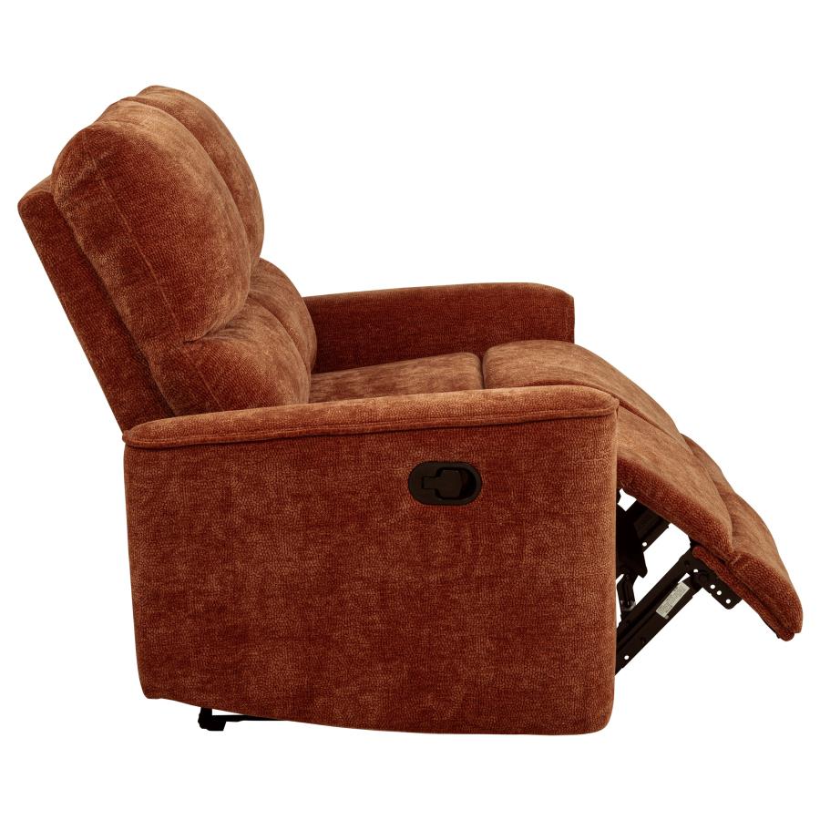 Navarro Chenille Upholstered Reclining Loveseat Burnt Orange view 10