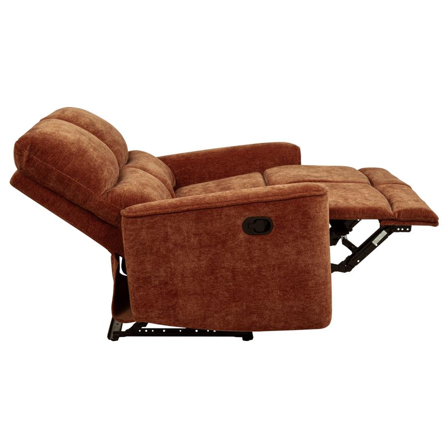 Navarro Chenille Upholstered Reclining Loveseat Burnt Orange view 11