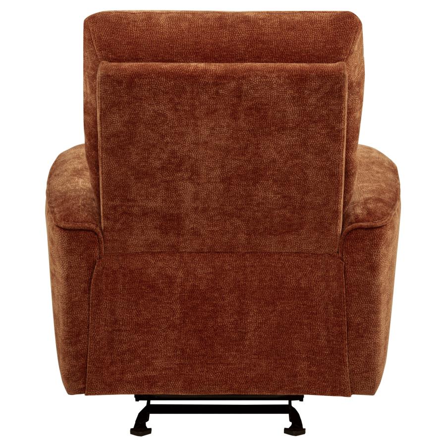 Navarro Chenille Upholstered Glider Recliner Burnt Orange view 8