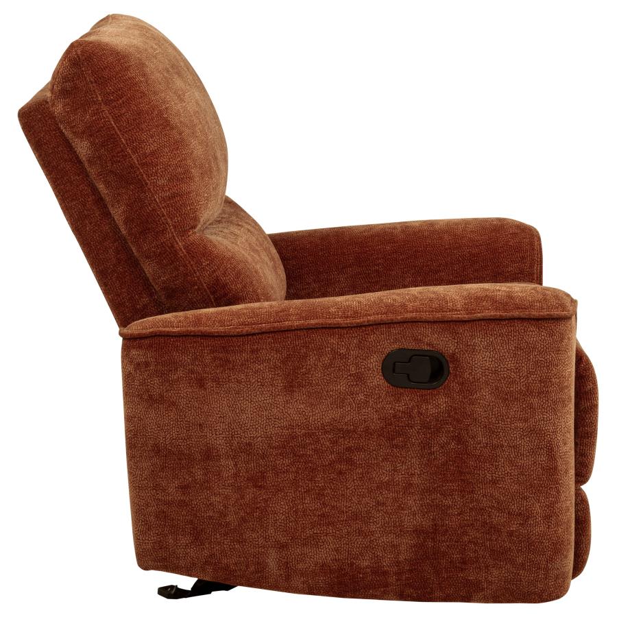 Navarro Chenille Upholstered Glider Recliner Burnt Orange view 9