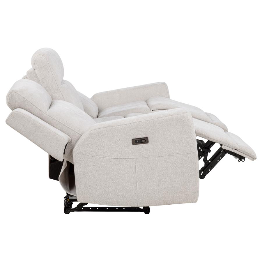 Kennett 2-piece Chenille Power Reclining Sofa Set Ivory view 8
