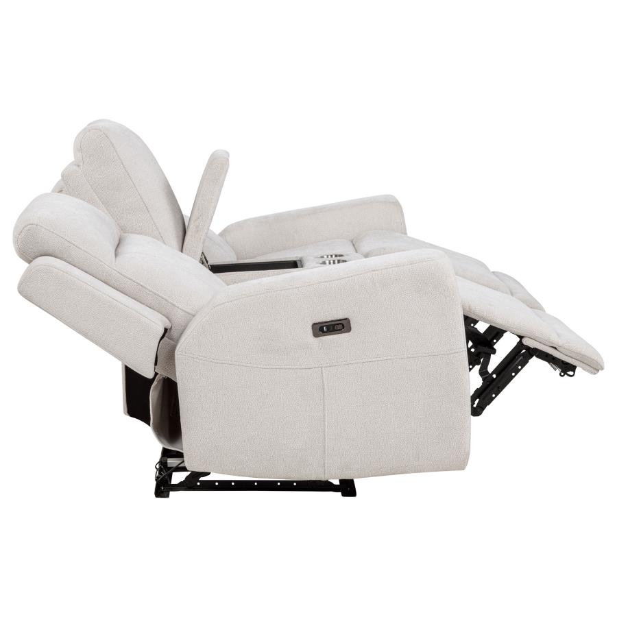 Kennett Chenille Upholstered Power Reclining Loveseat Ivory view 8