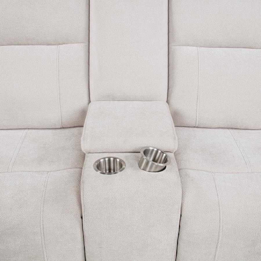 Kennett Chenille Upholstered Power Reclining Loveseat Ivory view 9