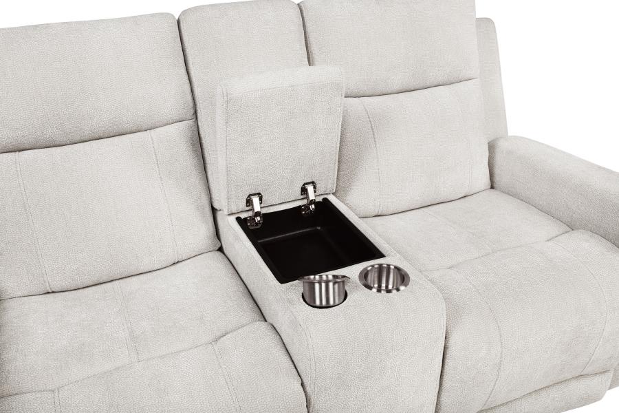 Kennett Chenille Upholstered Power Reclining Loveseat Ivory view 10
