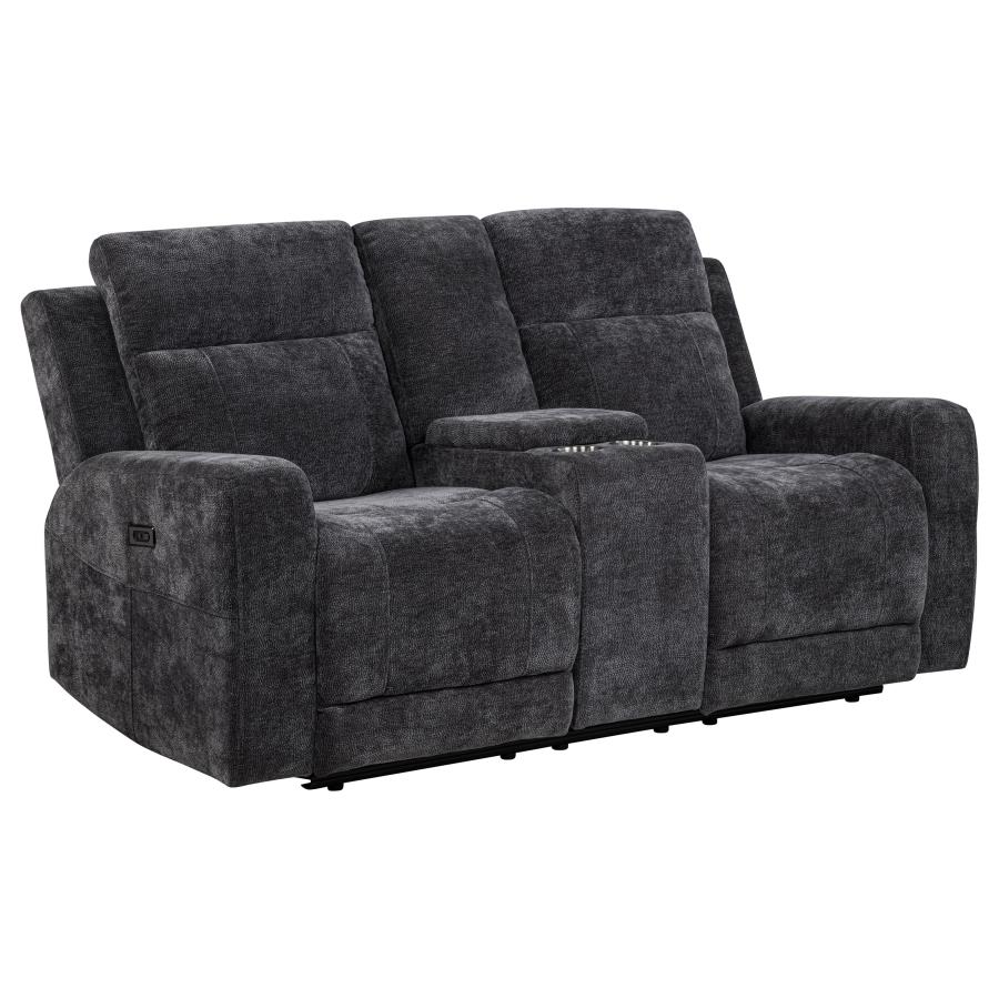 Kennett 2-piece Chenille Power Reclining Sofa Set Dark Grey view 9