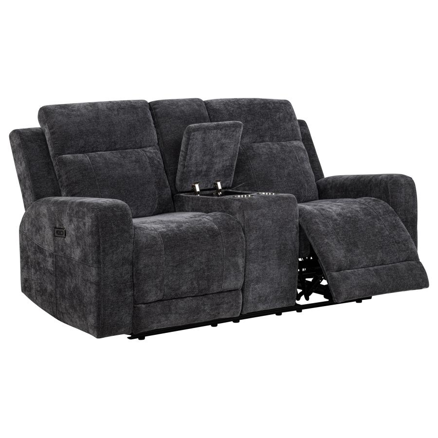 Kennett 3-piece Chenille Power Reclining Sofa Set Dark Grey view 8