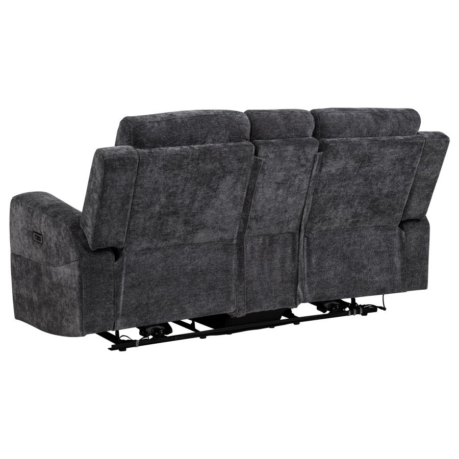 Kennett 3-piece Chenille Power Reclining Sofa Set Dark Grey view 9