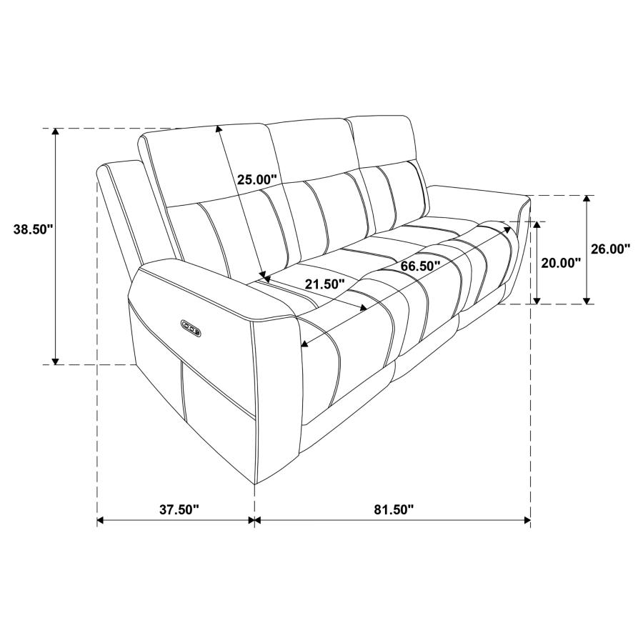 Kennett 3-piece Chenille Power Reclining Sofa Set Dark Grey view 18