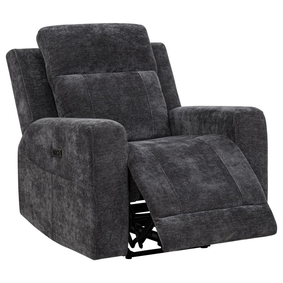 Kennett 3-piece Chenille Power Reclining Sofa Set Dark Grey view 12