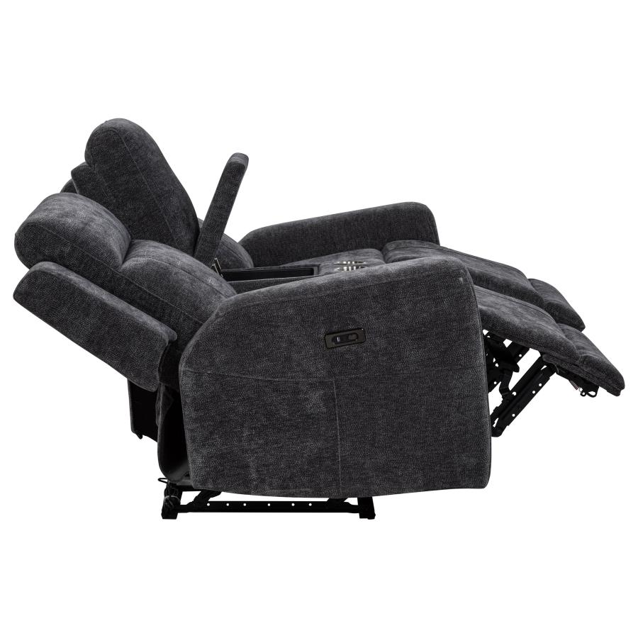 Kennett Chenille Upholstered Power Reclining Loveseat Grey view 8