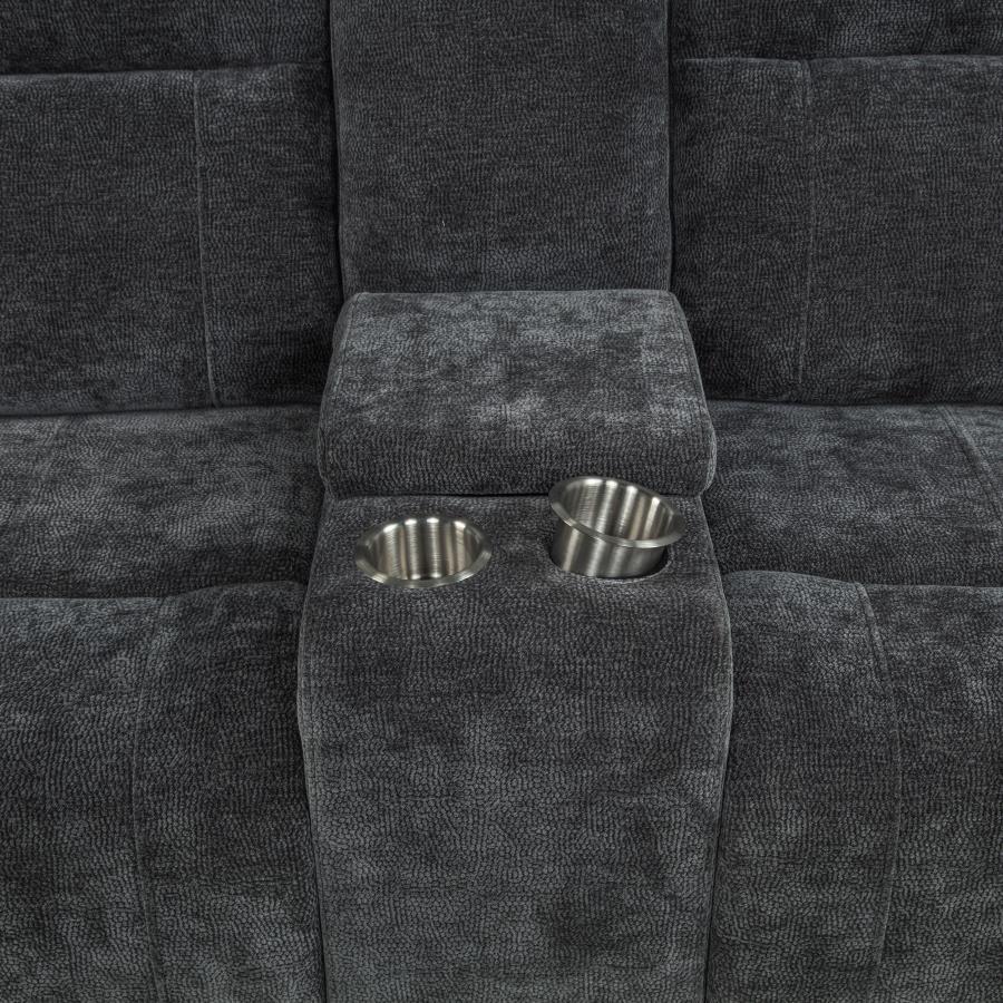 Kennett Chenille Upholstered Power Reclining Loveseat Grey view 9
