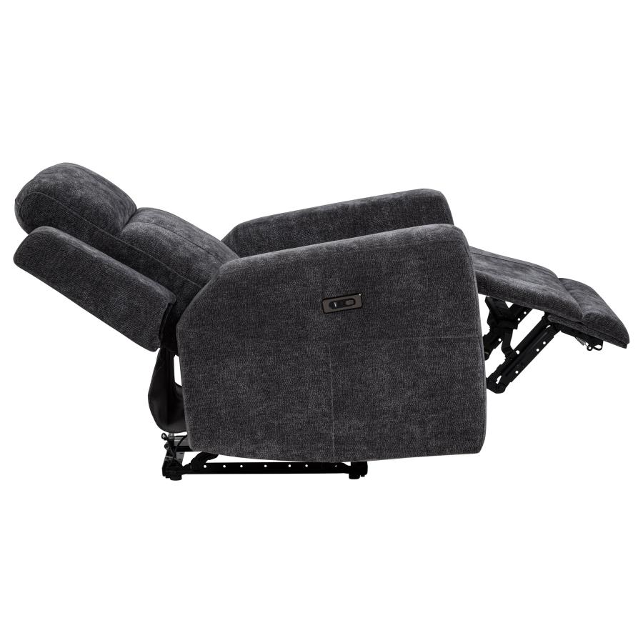 Kennett Chenille Upholstered Power Recliner Chair Dark Grey view 8