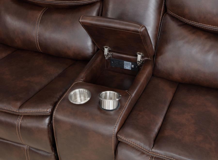 Sycamore Upholstered Power Reclining Sectional Sofa Brown view 8