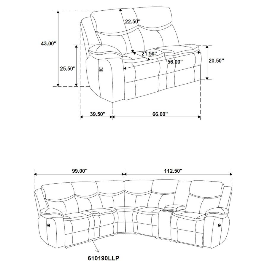 Sycamore Upholstered Power Reclining Sectional Sofa Brown view 12