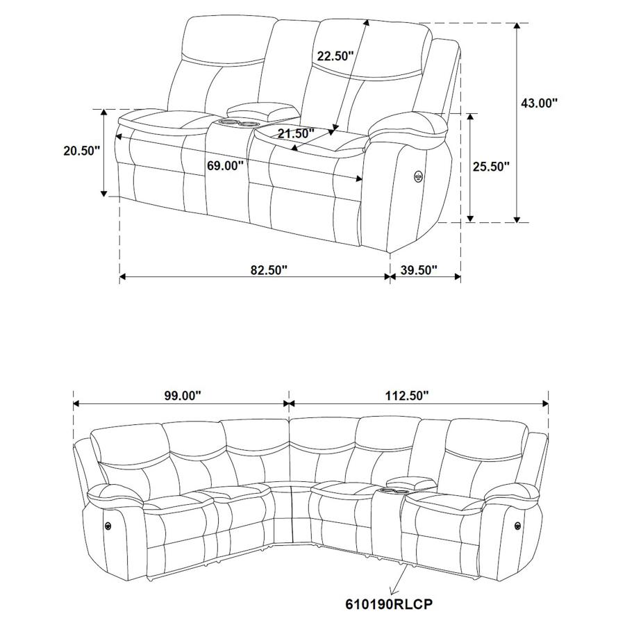 Sycamore Upholstered Power Reclining Sectional Sofa Brown view 14