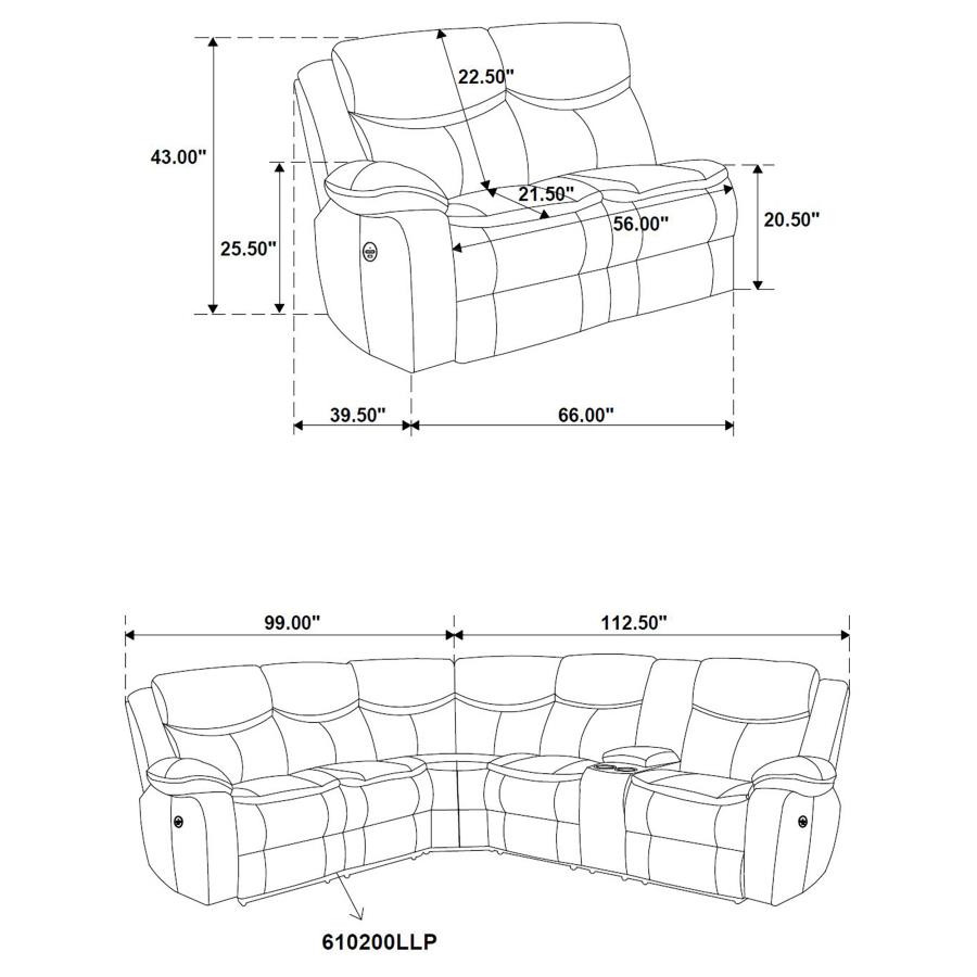 Sycamore Upholstered Power Reclining Sectional Sofa Grey view 11