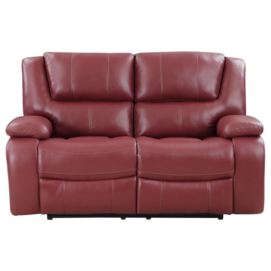 Camila 2-piece Upholstered Reclining Sofa Set Red view 9