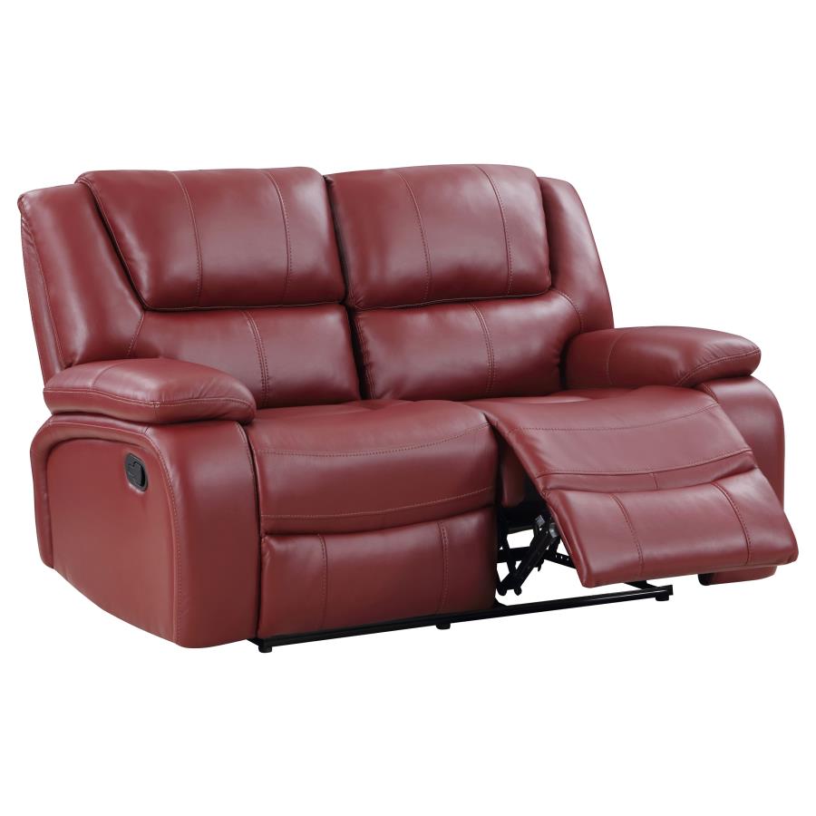 Camila 3-piece Upholstered Reclining Sofa Set Red view 8