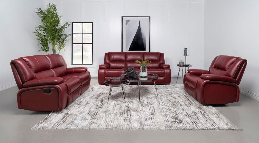 Camila Upholstered Motion Reclining Loveseat Red view 11