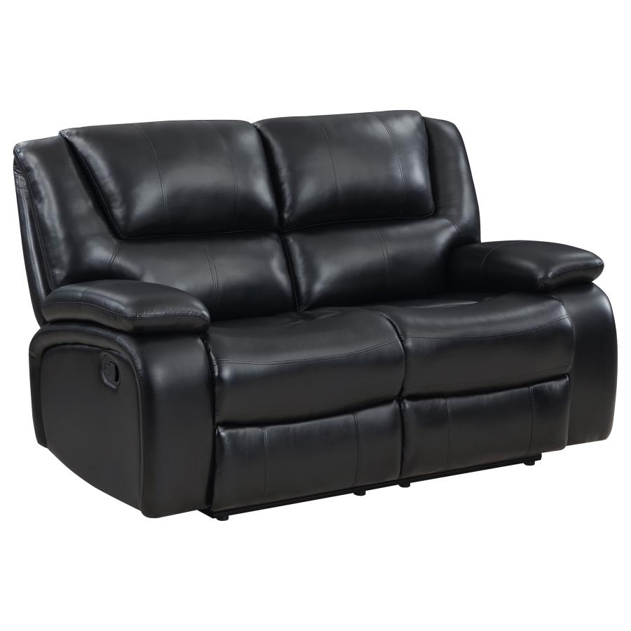 Camila 2-piece Upholstered Reclining Sofa Set Black view 9