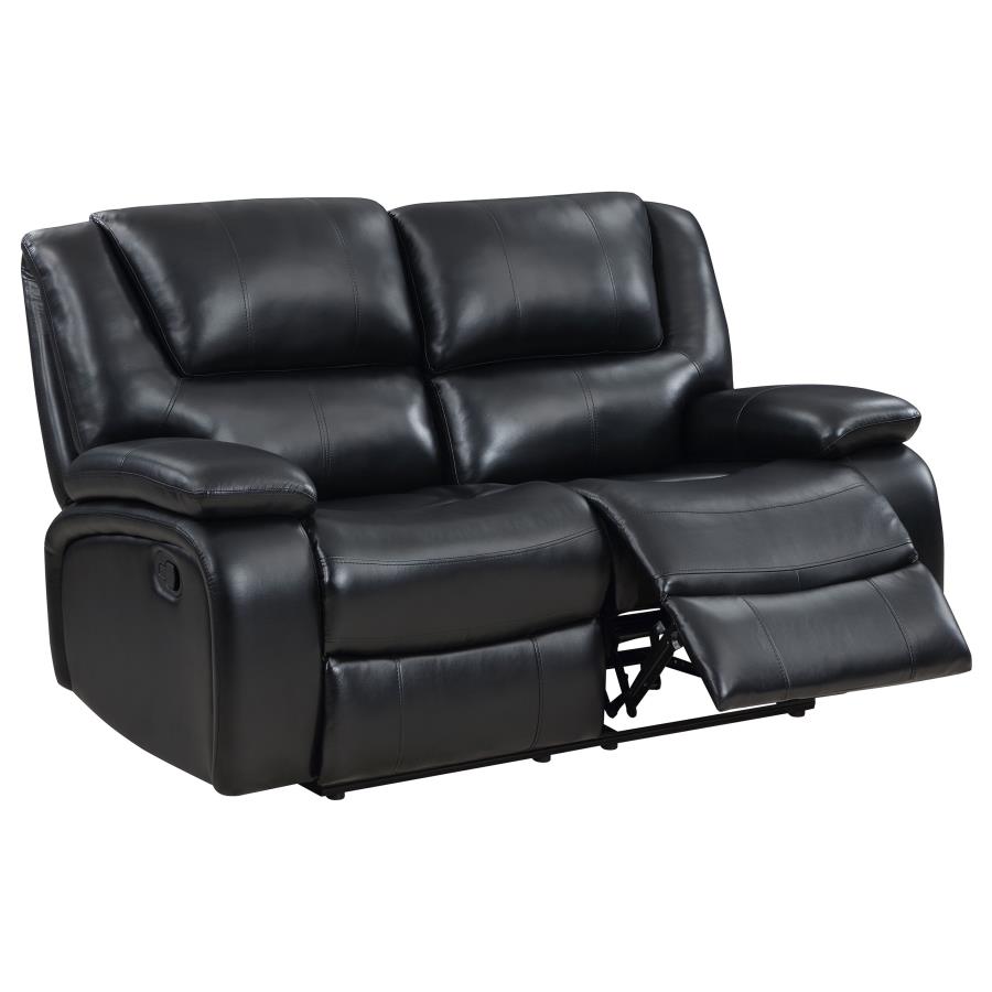 Camila 2-piece Upholstered Reclining Sofa Set Black view 10