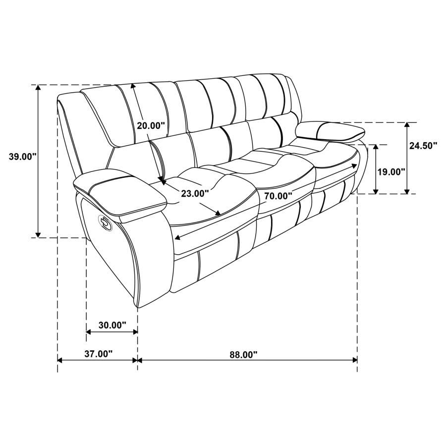 Camila 2-piece Upholstered Reclining Sofa Set Black view 15