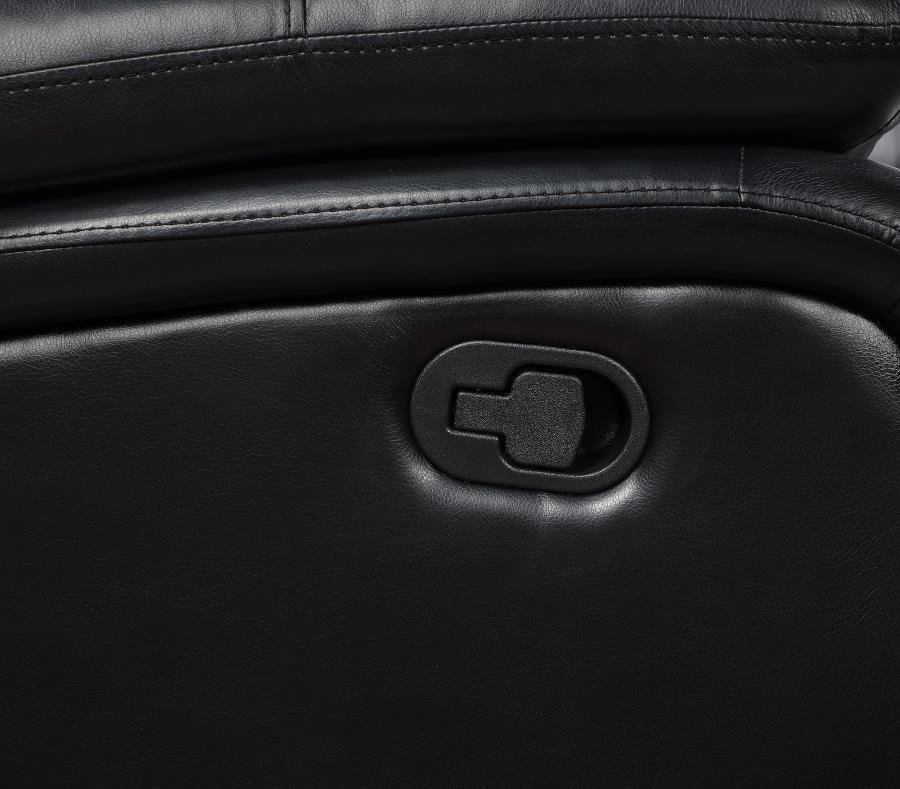 Camila Upholstered Motion Reclining Sofa Black view 8