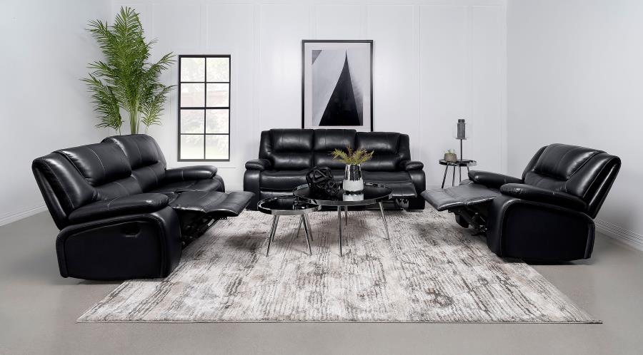 Camila Upholstered Motion Reclining Loveseat Black view 12