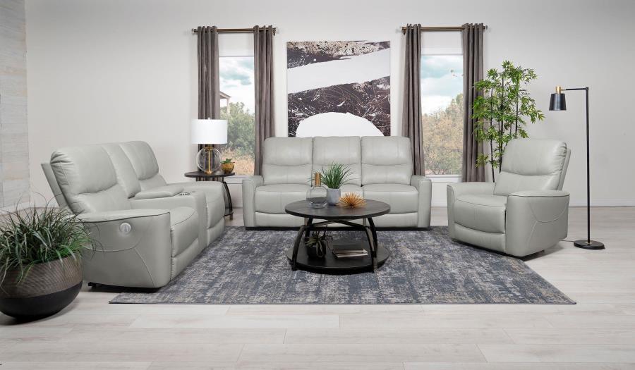 Greenfield Upholstered Power Reclining Sofa Dove Grey view 11