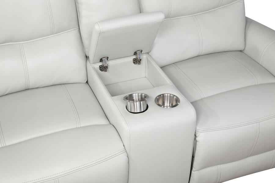 Greenfield Upholstered Power Reclining Loveseat Dove Grey view 9