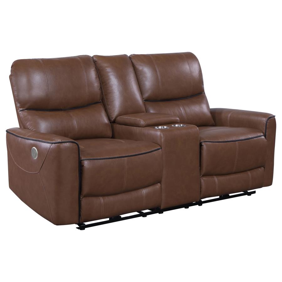 Greenfield 2-piece Power Reclining Sofa Set Saddle Brown view 8