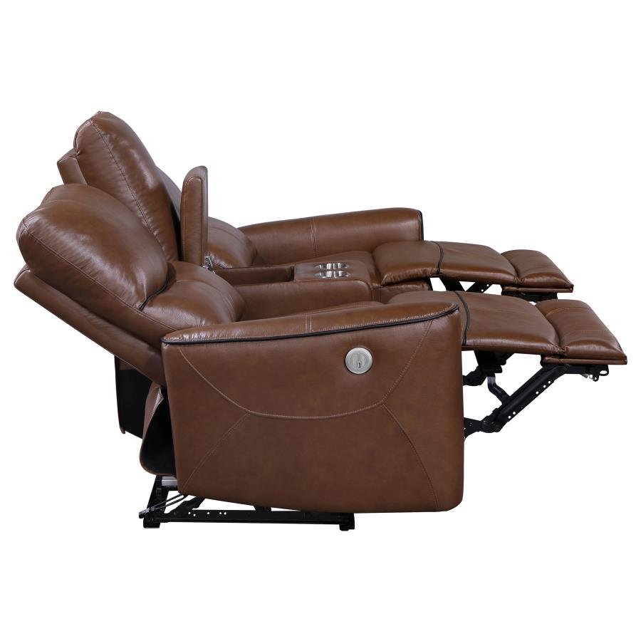 Greenfield 2-piece Power Reclining Sofa Set Saddle Brown view 11