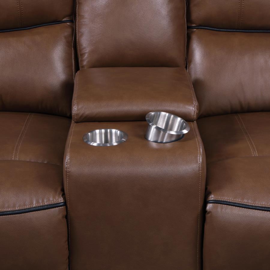 Greenfield 2-piece Power Reclining Sofa Set Saddle Brown view 12