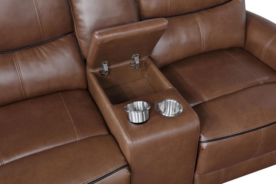Greenfield 3-piece Power Reclining Sofa Set Saddle Brown view 10