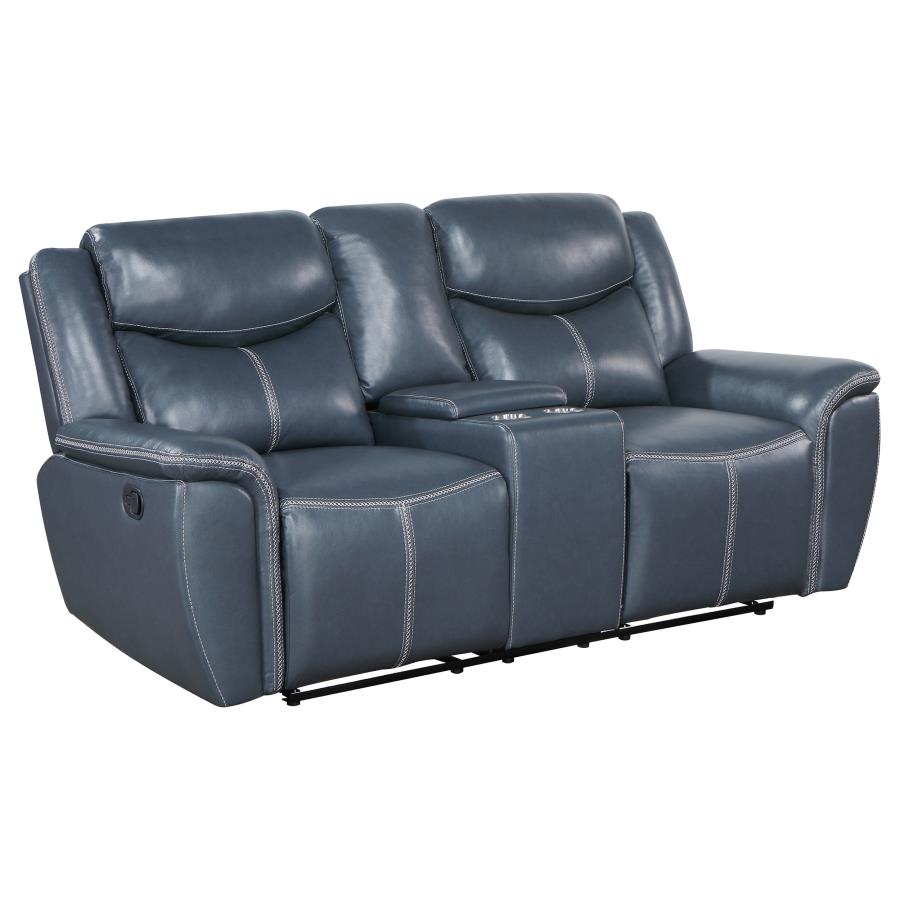 Sloane 2-piece Upholstered Reclining Sofa Set Blue view 8