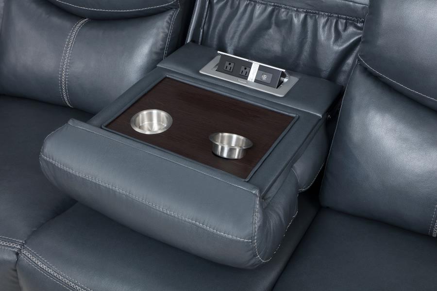 Sloane 3-piece Upholstered Reclining Sofa Set Blue view 12