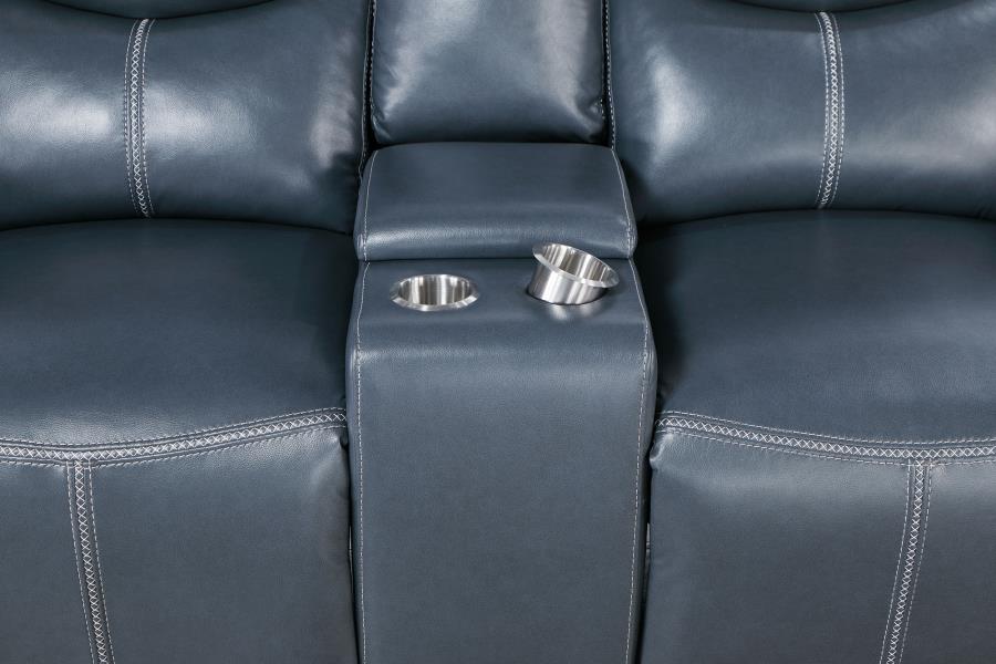 Sloane 3-piece Upholstered Reclining Sofa Set Blue view 15
