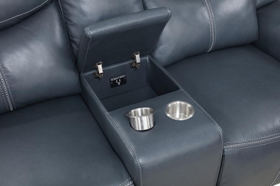 Sloane Upholstered Padded Arm Reclining Loveseat Blue view 8