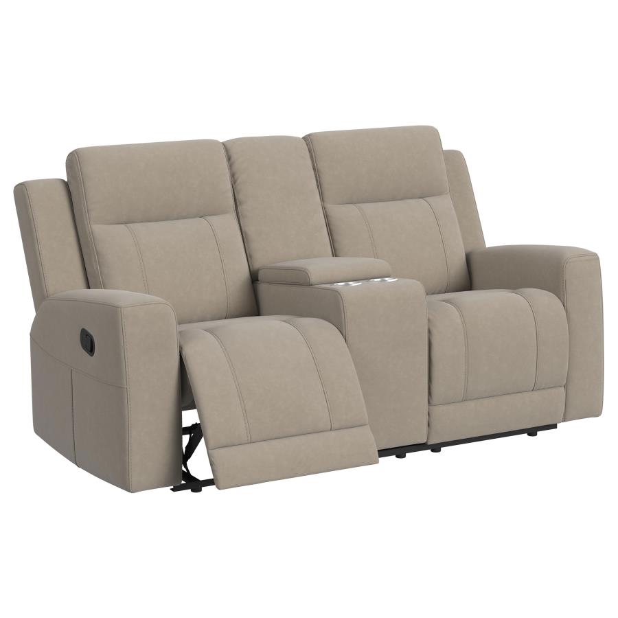 Brentwood 2-piece Upholstered Reclining Sofa Set Taupe view 8